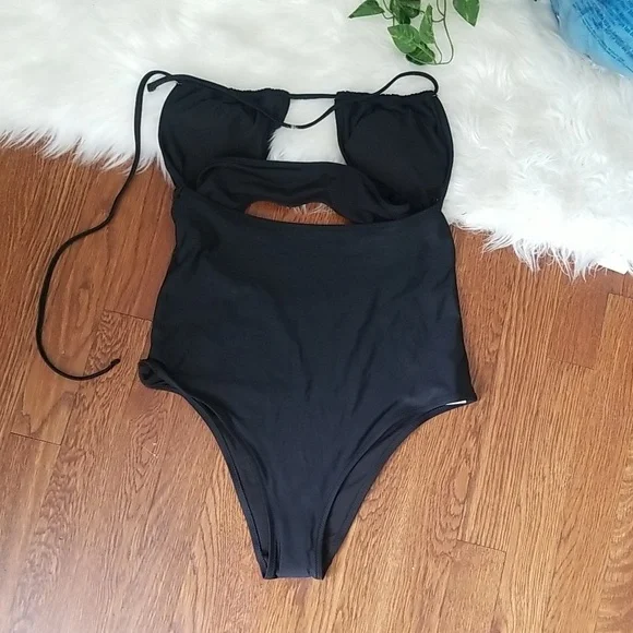 Aerie Scrunchie cut out monokini swimsuit size M long new with tag - Picture 5 of 7